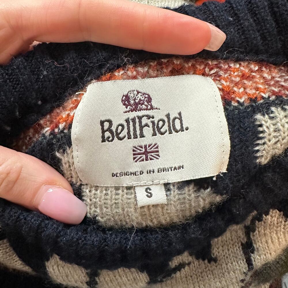 Bellfield Men's Animal Crewneck Sweater Wool Blend Fair Isle Nordic Pullover - Picture 10 of 11